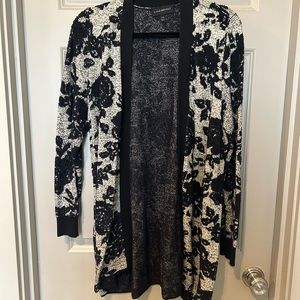 Grey & Black Floral Open Cardigan